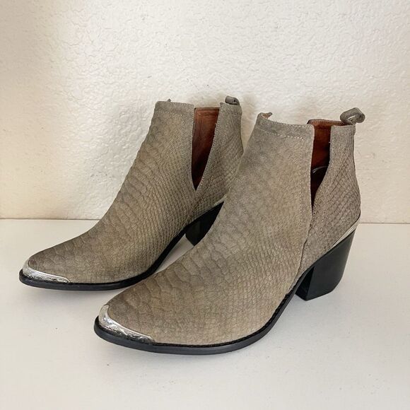 Jeffrey Campbell Cromwell pointed toe Ankle Bootie suede snake embossed 10 - Picture 5 of 16